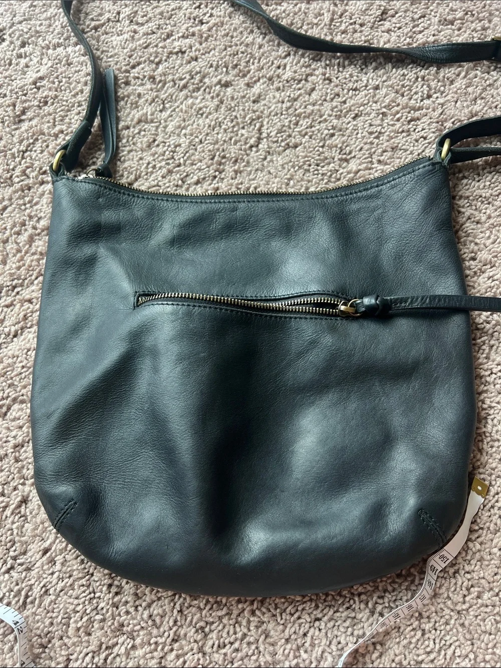 Margot 100% Genuin Black Leather Saddle Crossbody Bag EUC Minimalist